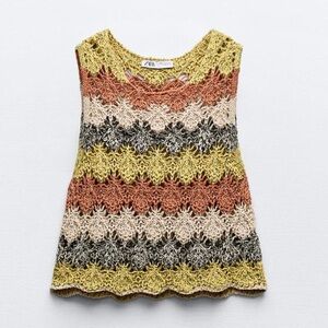 Zara Open Knit Sleeveless Top | Multicolored | M